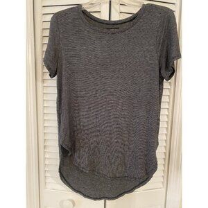 Halogen Black White Micro Stripe Scoop Neck Tee Shirt Sz Small Comfy Womens Top